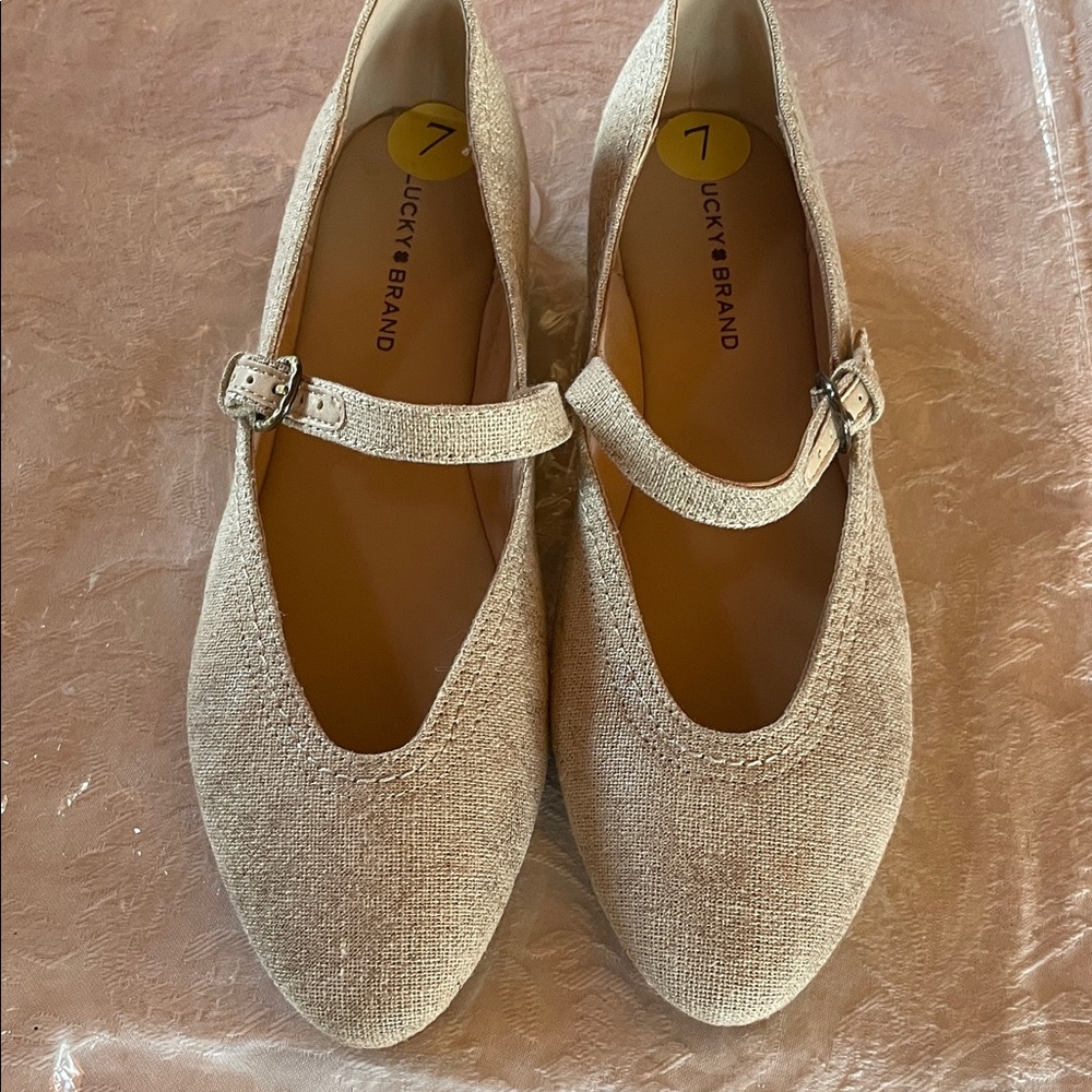 Lucky Brand Tan Mary Jane Flats with Buckle Strap